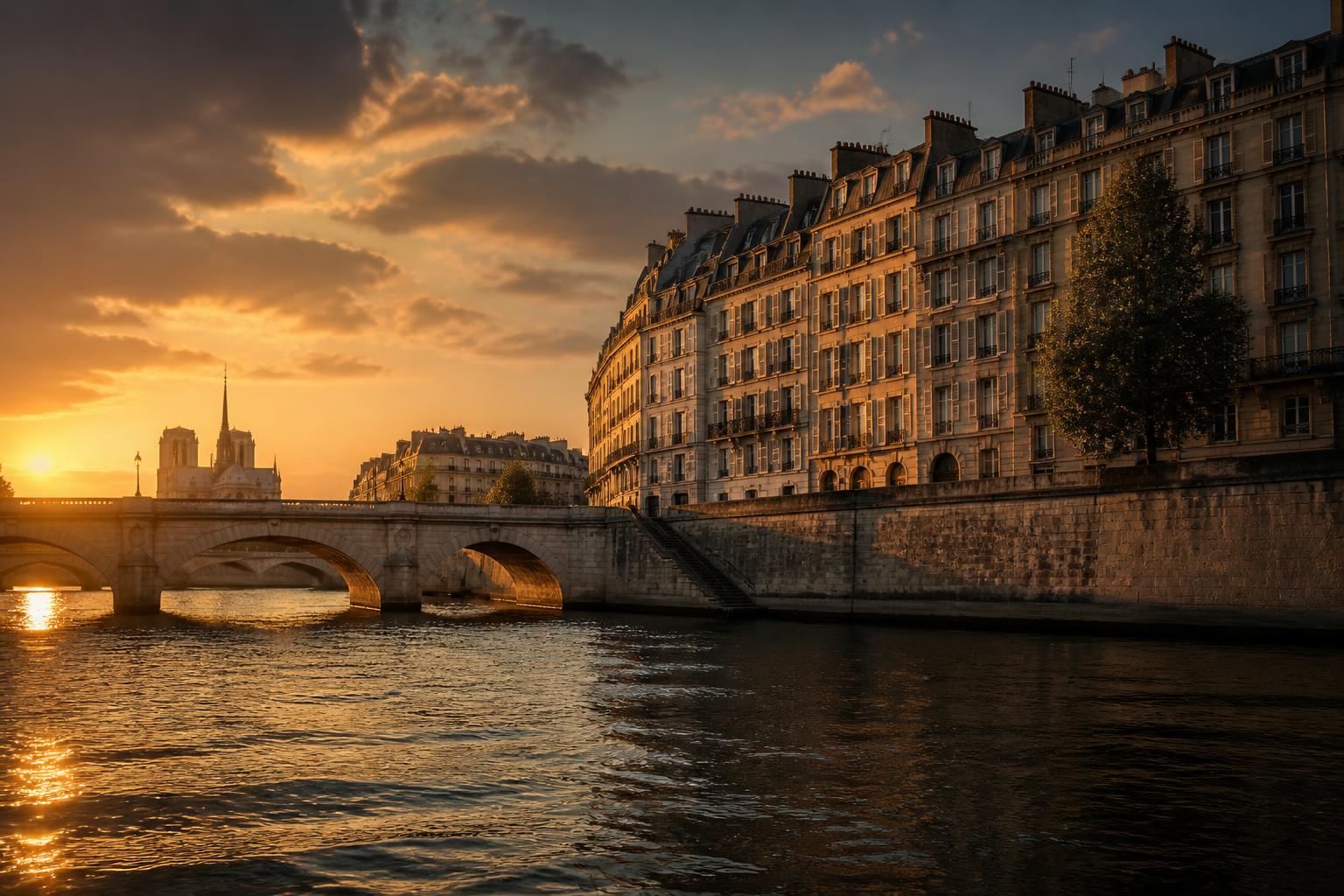 L'Île Saint-Louis et la Seine au coucher du soleil, Paris